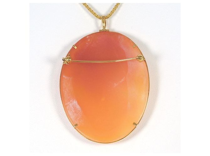Autre Marque Collana in oro giallo 18K con perla e cammeo in conchiglia D'oro - vista 3