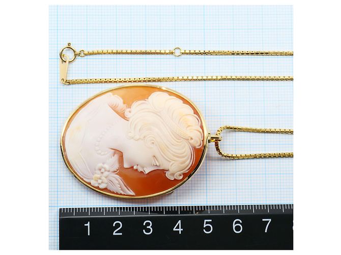 Autre Marque Collana in oro giallo 18K con perla e cammeo in conchiglia D'oro - vista 5