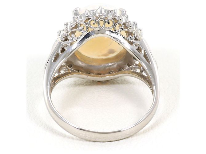 Autre Marque PT900 Platin-Bandring mit Opal und Diamant - Ansicht 5