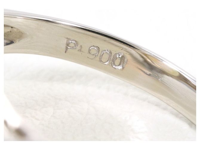 Autre Marque PT900 Platin-Bandring mit Opal und Diamant - Ansicht 7