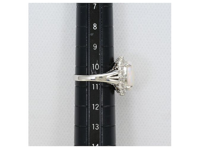 Autre Marque PT900 Platin-Bandring mit Opal und Diamant - Ansicht 9