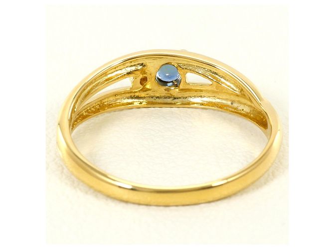 Autre Marque Ringband aus 18K Gelbgold mit Saphir und Diamant Golden - Ansicht 3