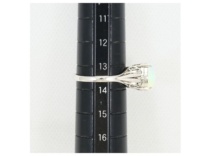 Autre Marque Platin-Ring mit Diamant und Opal - Ansicht 8