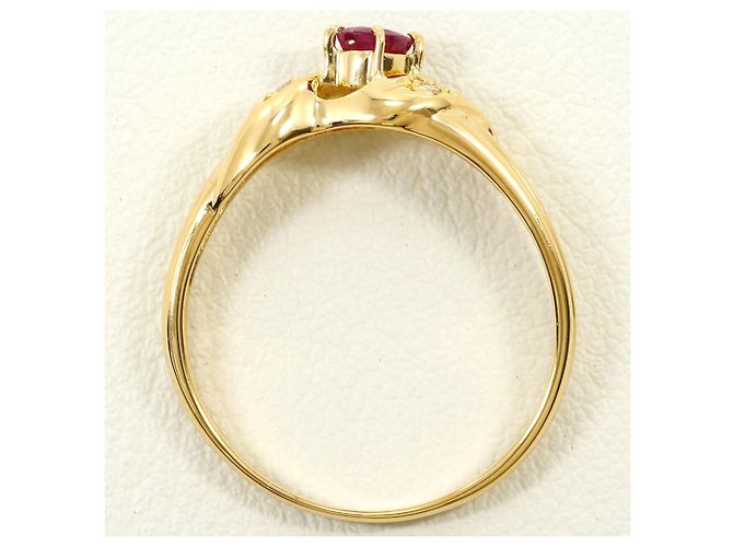 Autre Marque Anello a fascia in oro giallo 18K con rubino e diamante D'oro - vista 2
