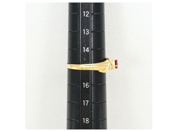 Autre Marque Anello a fascia in oro giallo 18K con rubino e diamante D'oro - vista 7