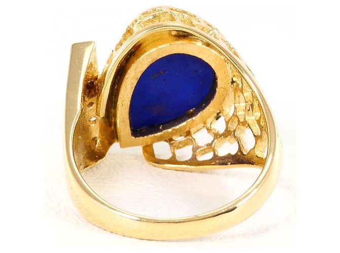 Autre Marque Anello a fascia in oro giallo 18K con diamante e lapislazzuli D'oro - vista 4