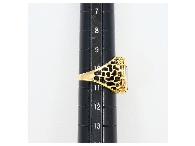 Autre Marque Anello a fascia in oro giallo 18K con diamante e lapislazzuli D'oro - vista 7