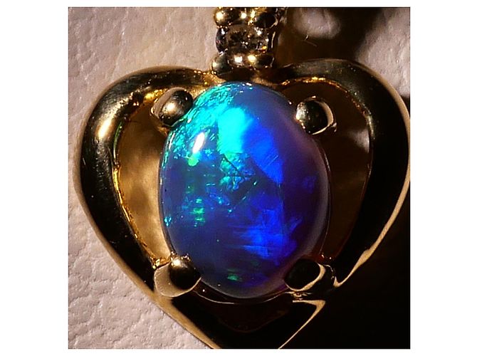 Autre Marque Collana in oro giallo 18K con opale nero e diamante D'oro - vista 2