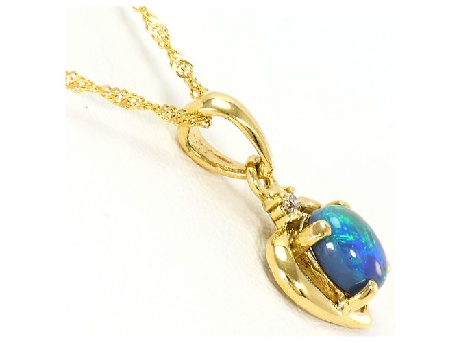 Autre Marque Collana in oro giallo 18K con opale nero e diamante D'oro - vista 3