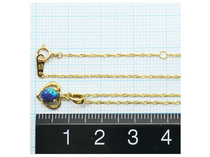 Autre Marque Collana in oro giallo 18K con opale nero e diamante D'oro - vista 5