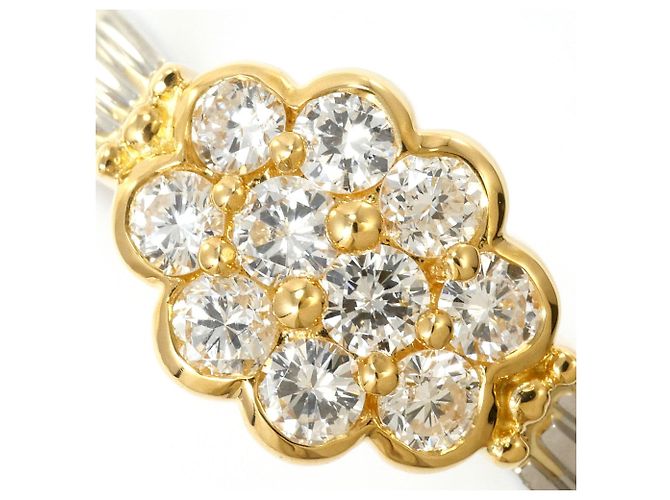 Autre Marque Anello fede in platino e oro giallo 18K con diamante D'oro - vista 2