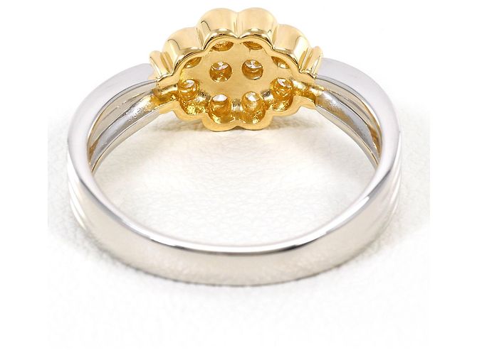 Autre Marque Anello fede in platino e oro giallo 18K con diamante D'oro - vista 4