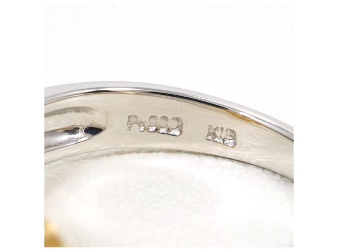 Autre Marque Anello fede in platino e oro giallo 18K con diamante D'oro - vista 5
