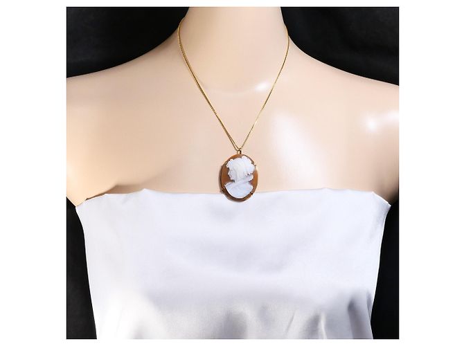 Autre Marque Collar de oro amarillo de 18K con camafeo de concha Dorado - vista 6