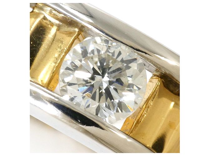 Autre Marque Anello fede in oro giallo 18K e platino con diamanti D'oro - vista 2