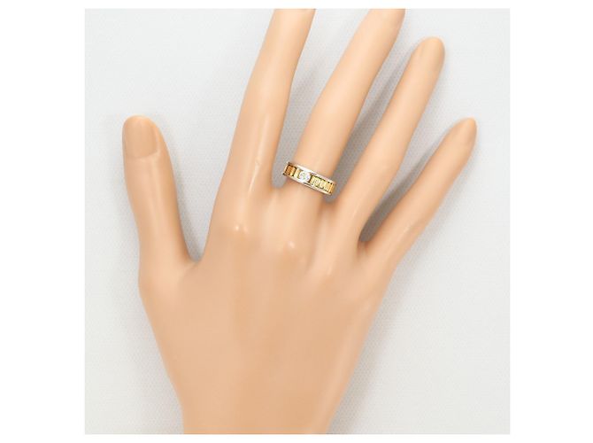 Autre Marque Anello fede in oro giallo 18K e platino con diamanti D'oro - vista 6