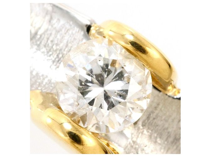 Autre Marque Anello fede in platino PT900 e oro giallo 18K con diamante D'oro - vista 2