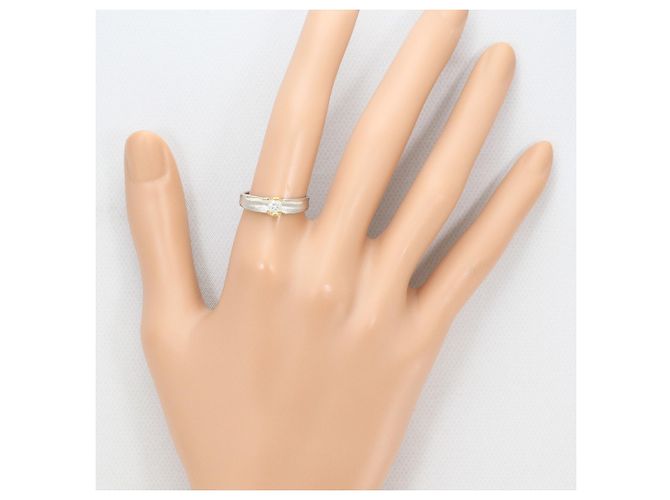 Autre Marque Anello fede in platino PT900 e oro giallo 18K con diamante D'oro - vista 6