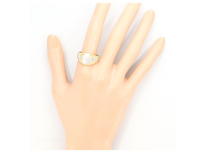Autre Marque Anello fede in platino PT900 e oro giallo 18K con diamante da 0,20ct D'oro - vista 7