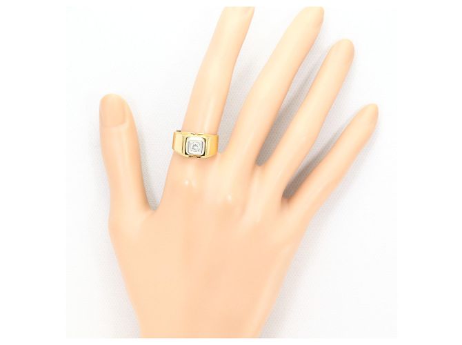 Autre Marque Ehering aus Platin und Gelbgold mit Diamant Golden - Ansicht 7