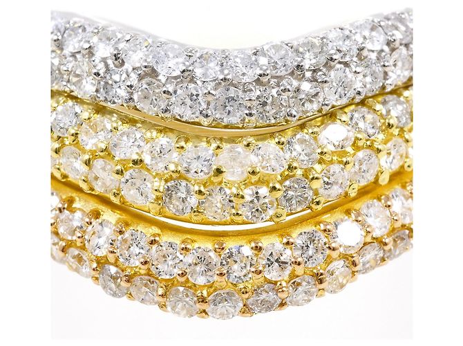 Autre Marque Anello fede elegante in platino e oro 18K D'oro - vista 2