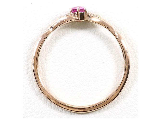 Autre Marque Anillo banda de oro rosa 10K con zafiro y diamante Dorado - vista 2