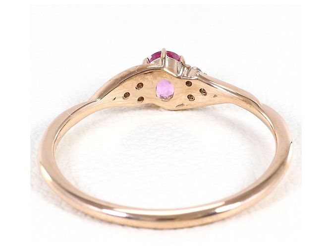 Autre Marque Anillo banda de oro rosa 10K con zafiro y diamante Dorado - vista 3