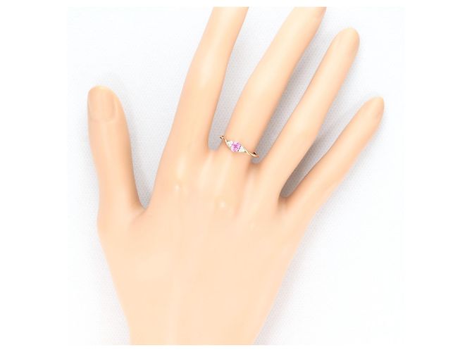 Autre Marque Anillo banda de oro rosa 10K con zafiro y diamante Dorado - vista 6