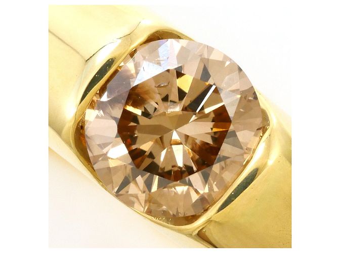 Autre Marque Anello a fascia in oro giallo 18K con diamante brown Marrone D'oro - vista 2
