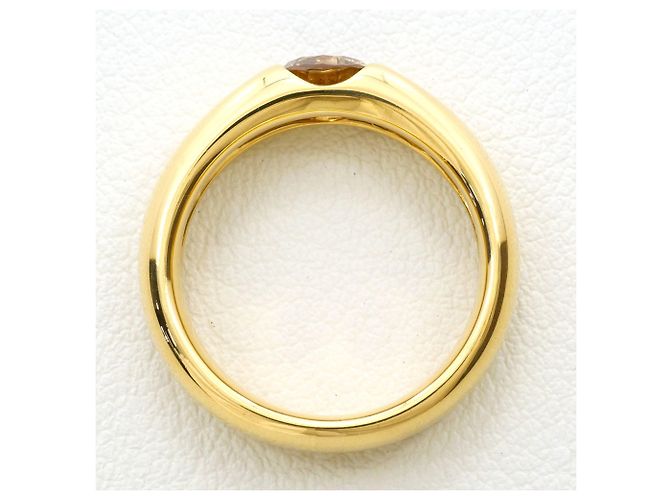 Autre Marque Anello a fascia in oro giallo 18K con diamante brown Marrone D'oro - vista 3