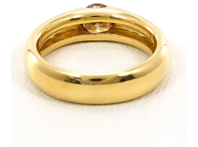Autre Marque Anello a fascia in oro giallo 18K con diamante brown Marrone D'oro - vista 4