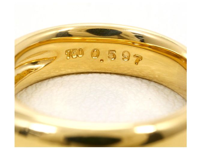 Autre Marque Anello a fascia in oro giallo 18K con diamante brown Marrone D'oro - vista 5