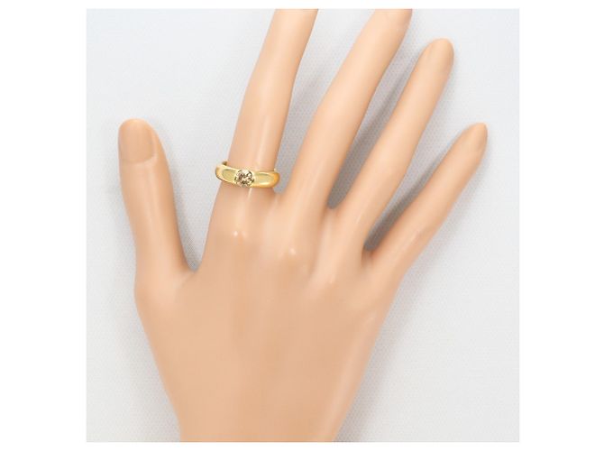 Autre Marque Anello a fascia in oro giallo 18K con diamante brown Marrone D'oro - vista 6