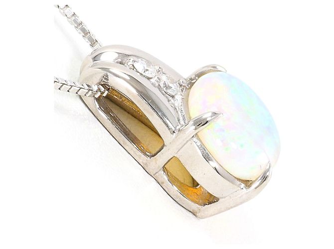 Autre Marque Colar elegante em ouro branco 18K com opala e diamantes Dourado - vista 3