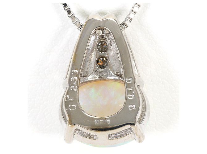 Autre Marque Colar elegante em ouro branco 18K com opala e diamantes Dourado - vista 4