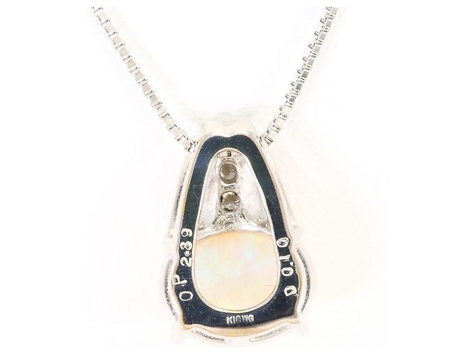 Autre Marque Colar elegante em ouro branco 18K com opala e diamantes Dourado - vista 5