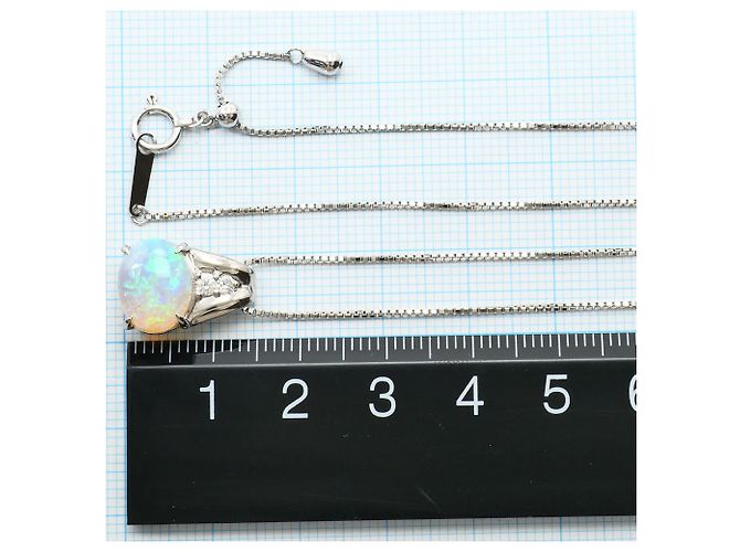 Autre Marque Colar elegante em ouro branco 18K com opala e diamantes Dourado - vista 6