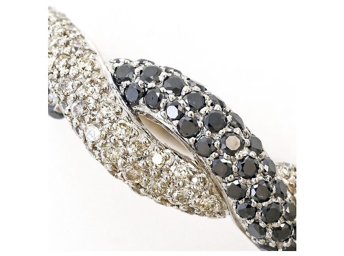 Autre Marque Bandring aus 18K Weißgold mit schwarzem Diamanten Golden - Ansicht 2