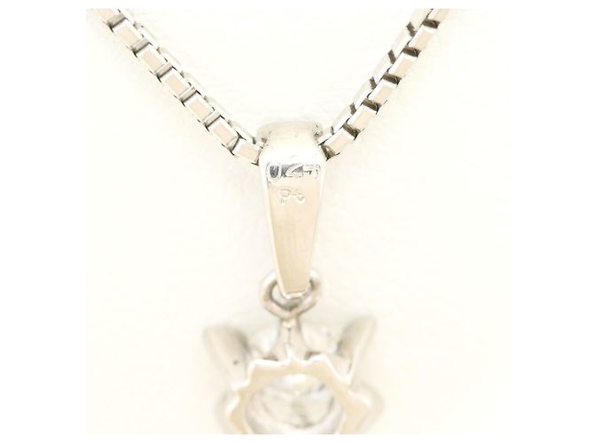 Autre Marque Platinhalskette mit Diamantanhänger - Ansicht 4