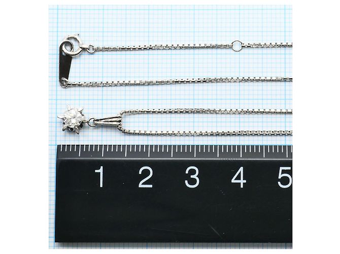 Autre Marque Platinhalskette mit Diamantanhänger - Ansicht 5