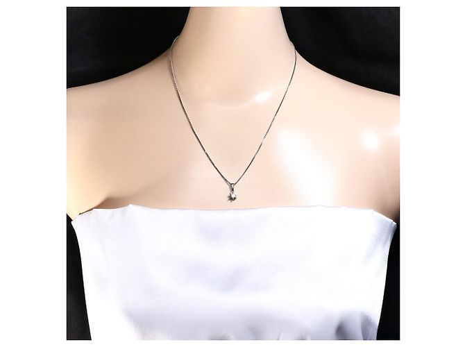 Autre Marque Platinhalskette mit Diamantanhänger - Ansicht 6