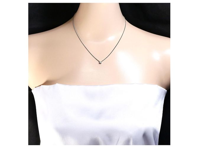 Autre Marque Platinhalskette mit Diamantanhänger - Ansicht 6