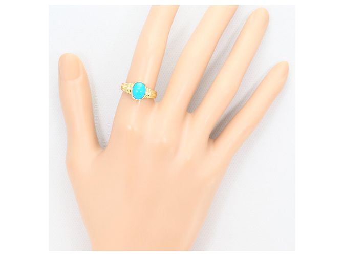 Autre Marque Ring aus 18K Gelbgold mit Türkisstein Golden - Ansicht 7