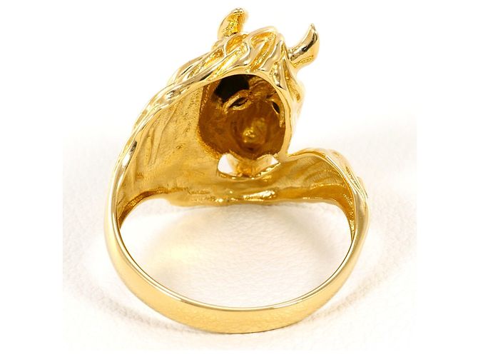 Autre Marque Ringband aus 18K Gelbgold mit Naturstein Golden - Ansicht 3
