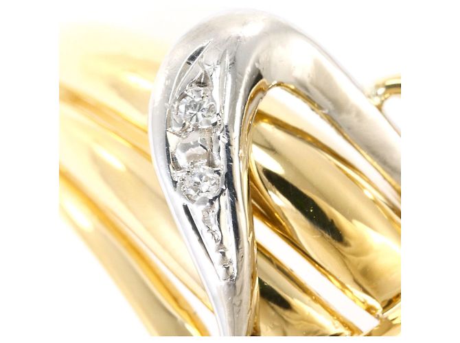 Autre Marque Ehering aus 18K Gelbgold und Platin mit Diamant Golden - Ansicht 2