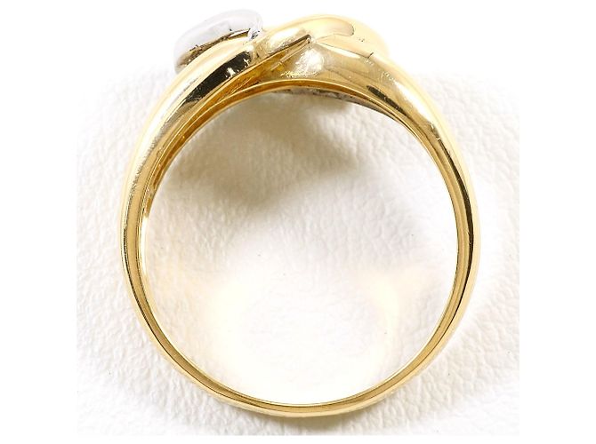 Autre Marque Ehering aus 18K Gelbgold und Platin mit Diamant Golden - Ansicht 3