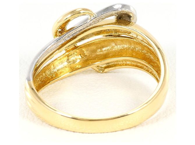 Autre Marque Ehering aus 18K Gelbgold und Platin mit Diamant Golden - Ansicht 4