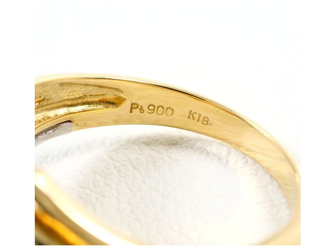 Autre Marque Ehering aus 18K Gelbgold und Platin mit Diamant Golden - Ansicht 5