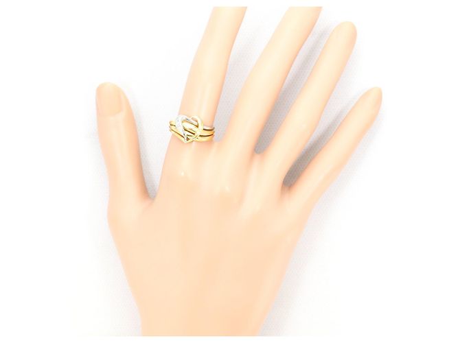 Autre Marque Ehering aus 18K Gelbgold und Platin mit Diamant Golden - Ansicht 6