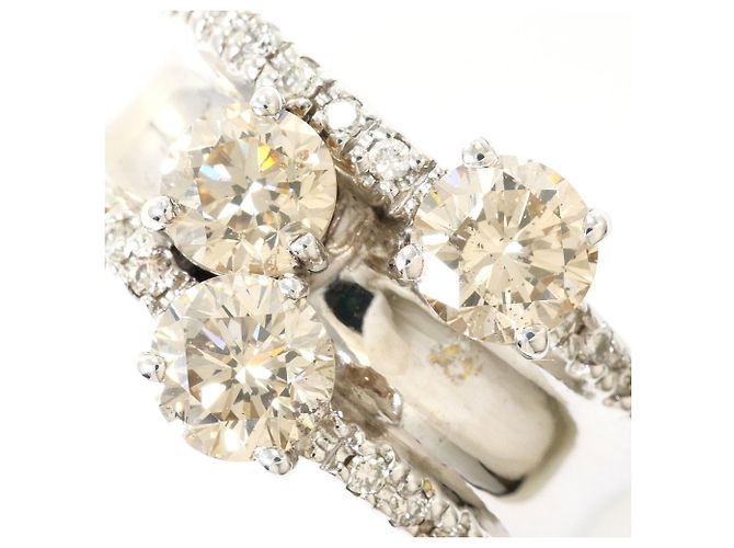 Autre Marque Anillo alianza en oro blanco 18K con diamantes marrones Dorado - vista 2